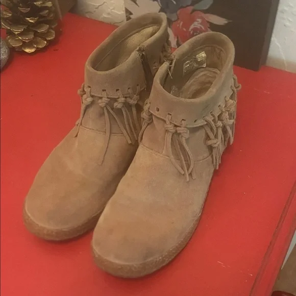 UGG Tan Suede Fringe Boots - Picture 4 of 10